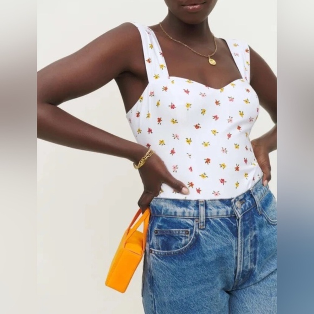 New Reformation Santana Cotton Top